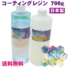 コーティングレジン700g 泡抜け 表面平滑性 良好 薄膜トップコート 高透明 ノンVOC 臭いの少ない 二液性 エポキシ樹脂 日本製 アルコールインクの上でにじみません 艶を出したい方におすすめです