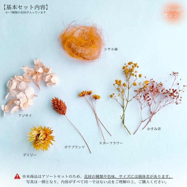 楽天市場】ハーバリウム 花材セット 8色入り 花材の詰め合わせ 中身が 
