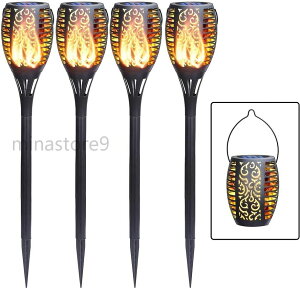 ソーラー炎ライト 96LED ソーラーライト屋外 IP65防水 ソーラー炎パースランプ トーチ 自動点灯 電気代不要 クリスマス風景用 ガーデン経路/芝生/車道/歩道/庭/屋外などに最適2本セット 78.5cm*12