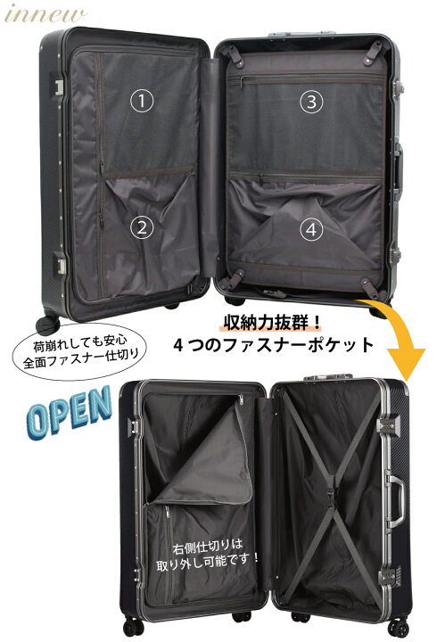 楽天市場】限定P10倍実施中！ スーツケース フレームタイプ Mサイズ 