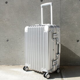 スーツケース LLサイズ 1週間以上 5年保証 大型 アルミ調 フレームタイプ HINOMOTO ミラクレント キャスター 超静音 頑丈 双輪 メンズ レディース ビジネス 旅行 出張 高級感 スタイリッシュ フォーマル シンプル シルバー シフレ TRIDENT TRI1030-67