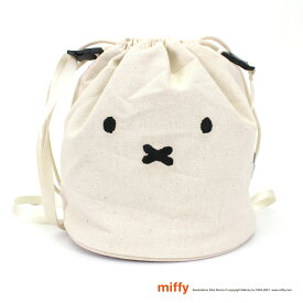 ★10%OFFCP配布★ミッフィー 巾着ショルダーバッグ フェイス柄 キャンバス ポーチ スマホ miffy シフレ 6045