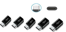 【五個セット】Micro USB to Type C 変換アダプタ Micro USB → USB-C 変換アダプタ 急速充電 データー転送 56Kレジス USB type C 変換コネクタ ブラック
