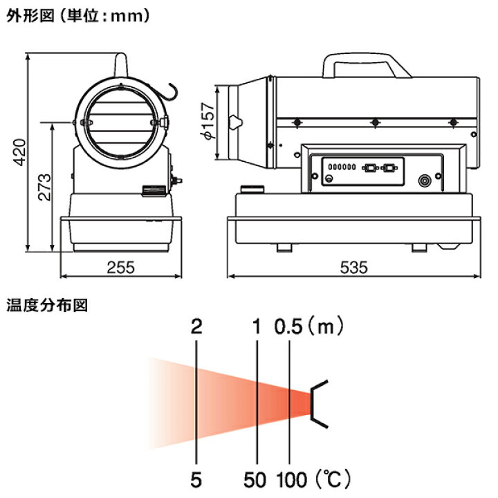 楽天市場】オリオン 業務用 可搬式温風機 ジェットヒーターHP HPE80A 
