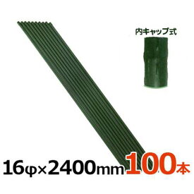 シンセイ 園芸支柱 イボ付/内キャップ式 16Φ×2400mm ≪100本セット≫ [16mm 240cm 2.4m 鋼管ポール 農竹 イボ竹 園芸用支柱]