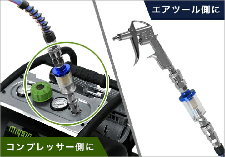 楽天市場】ミナト 簡易エアフィルター AF-2＋1/4ワンタッチカプラー 