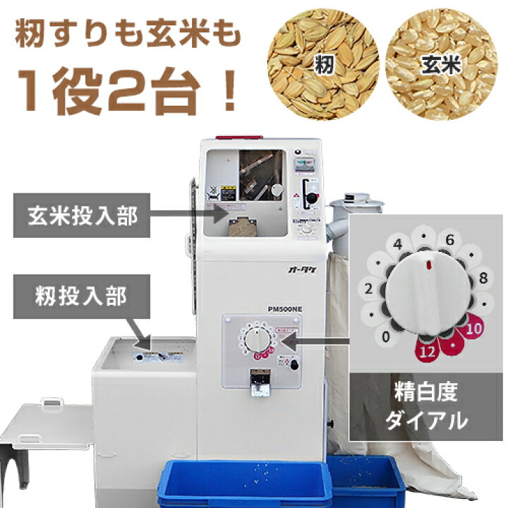楽天市場】大竹製作所 籾すり精米機 PM500NE (100V750Wモーター  