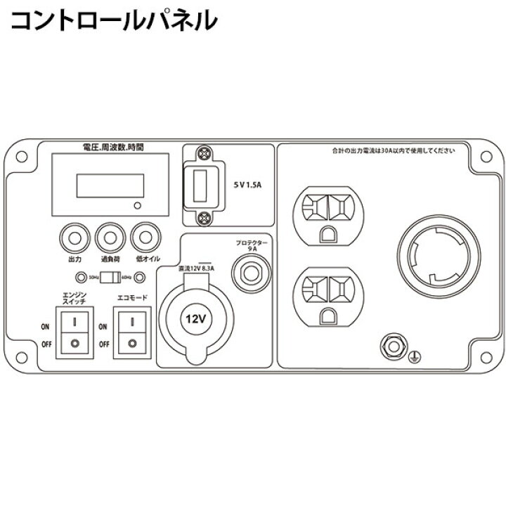 楽天市場】パワーテック 発電機 インバーター ガソリン 3.05kVA 100V 