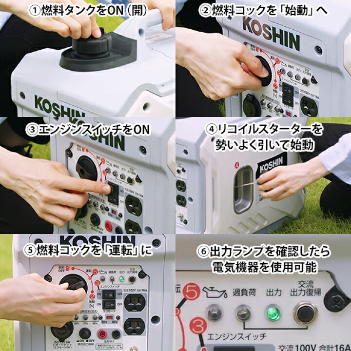 楽天市場】工進 インバーター 発電機 GV-16SE (単品／延長コード10m 