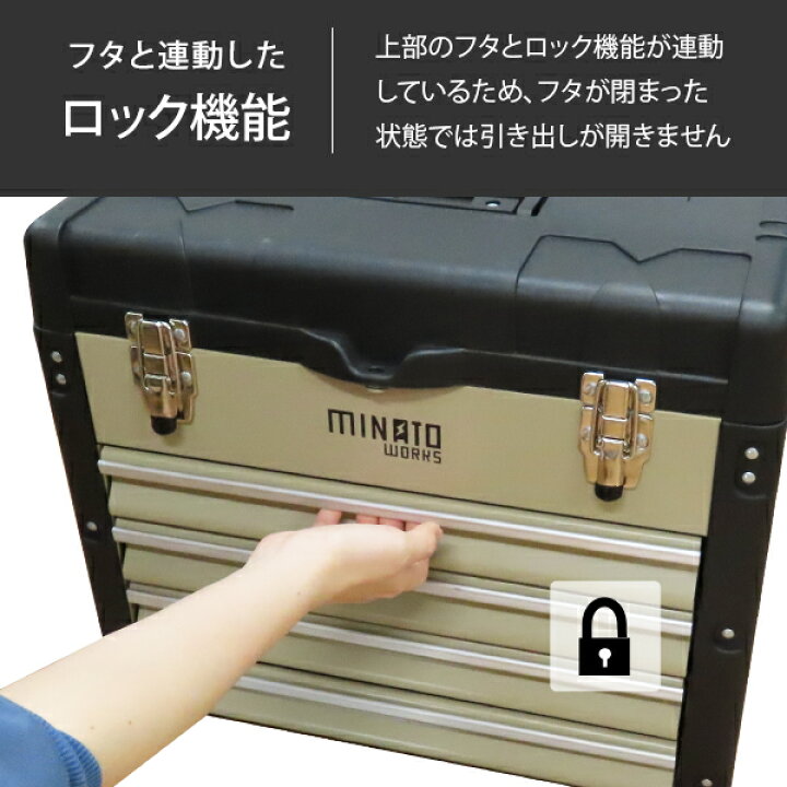 楽天市場】ミナト 5段ツールボックス TB-50 (引き出し付き/ベアリング 