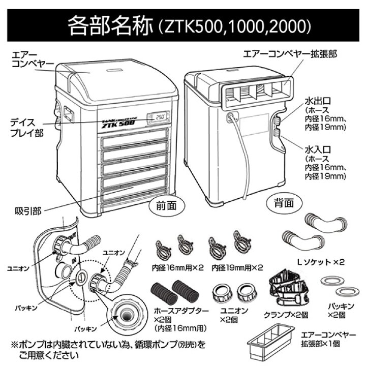 楽天市場】ゼンスイ 水槽用クーラー ZTK-500 (冷却水量500L以下/淡水 