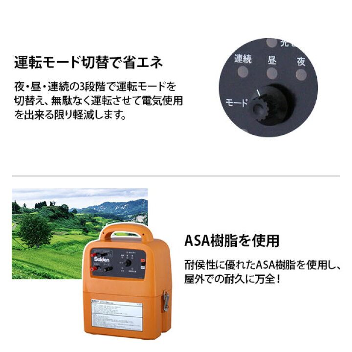 楽天市場】【限定特価】スイデン ソーラー式 電気柵 400m×4段張り  