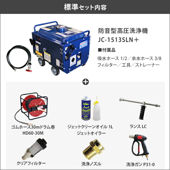 楽天市場】精和産業 防音型高圧洗浄機 JC-1513SLN+ (本体のみ／標準 