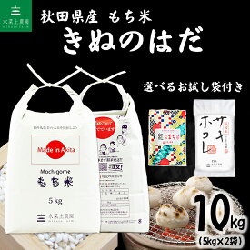 秋田県産 農家直送 きぬのはだ もち米 10kg（5kg×2袋） 令和7年産 選べる精米方法 選べるお試し袋付き