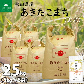 【玄米】秋田県産 あきたこまち 25kg（5kg×5袋）令和5年産 御縁米（縁結び）150g付き