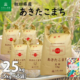 【玄米】秋田県産 あきたこまち 25kg（5kg×5袋）令和5年産 古代米お試し袋付き