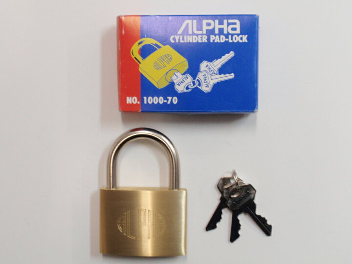 楽天市場】ALPHA アルファ シリンダー 南京錠 No.1000 70mm 異番号 