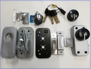 KAKEN 面付本締錠 安心錠 KXR-ED4N シルバー 家研販売  アルミサッシ 玄関 扉 ドア