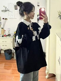 トレーナー レディーストップス 大きいサイズ POLOネック レディーストップス レディース洋服 普段着 レディーストレーナー 可愛いトレーナー 春 秋 秋服 春服 長袖 ゆったり 体型カバー カジュアル 大人コーデ 大人カワイイ お出かけ LUGA011(L-4XL)