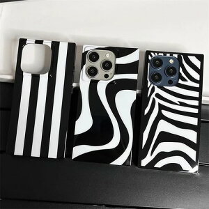 iPhone ケース アニマル柄 カウ柄 ホルスタイン ゼブラ ストライプ カバー モノクロ シック 黒白 おしゃれ 光沢 スクエア モダン アート スマホケース うねうね ウェーブ おしゃれ 四角 耐衝撃