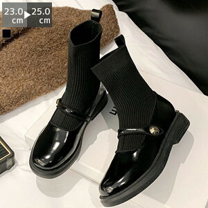 ショートブーツ サイドニット レディース 春秋冬 3センチヒール 痛くない 疲れにくい 履きやすい あたたかい ラウンドトゥ 異素材 美脚 厚底 ストレッチ コーデ リブニット きれいめ ブラッ