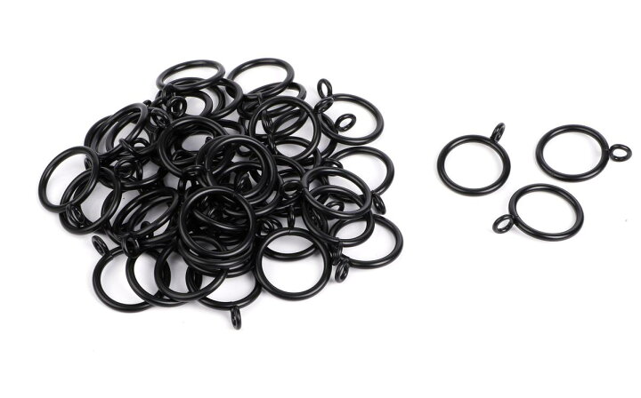 カーテンリング 鉄製 ブラック 内径 28mm 50個セット カーテン ポール フック スライド アイアン 【送料無料】mmk-m96 mind1(マインド・ワン) カーテンフック 26個 ミニ 鉄
