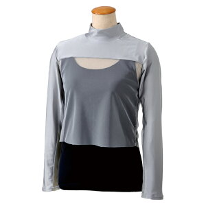 爆涼メッシュ インナーシャツ ハイネック フリーズフィット レディース テニス ゴルフ ランニング スポーツウエア ジム フィットネス UVカット ストレッチ 吸汗発散 接触冷感 抗菌 防臭 M L