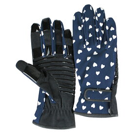 テニスグローブ 強力グリップ 手袋 ネイビーハート柄 シリコン加工 UVカット レディース グローブ フルタイプ ゴルフ S M L 滑り止め 送料無料