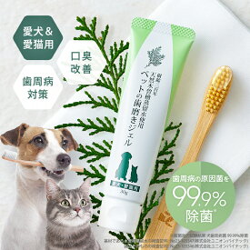 【口腔内ケア 30g】ペットの歯磨きジェル（デンタルケア）犬 猫 歯周病 歯周病対策 歯磨きジェル 口腔ケア 口臭改善 口臭 口くさい 歯周病菌 木曽檜 檜蒸留水 殺菌 抗菌 除菌 天然成分100％ ブラッシング（※歯ブラシは付属していません）