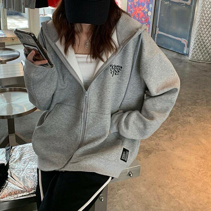 楽天市場】2color レディース ジップアップスウェットパーカー  