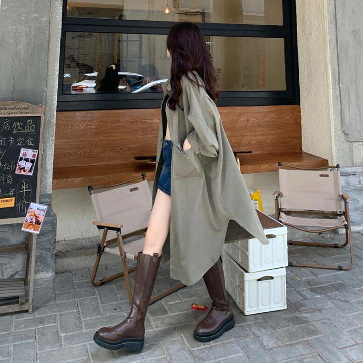 楽天市場】2color レディース ロングシャツコート アウター シャツ 