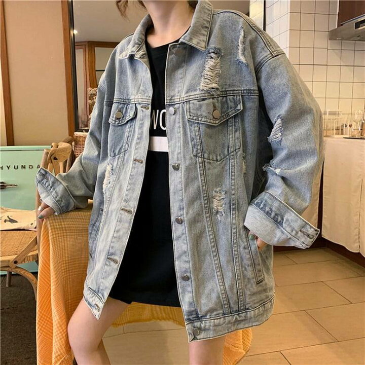 楽天市場】レディース ジャケット アウター BIGデニムジャケット 