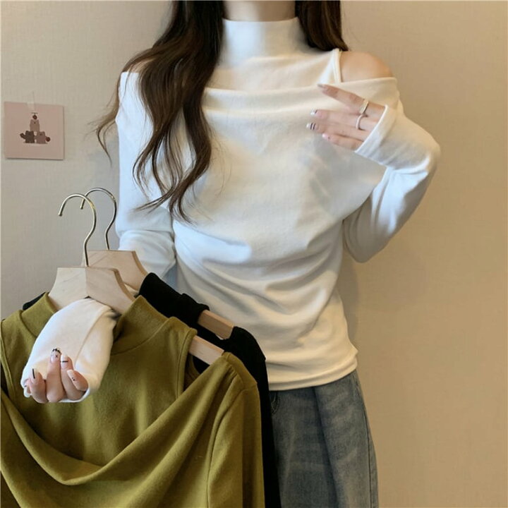 楽天市場】3color レディース トップス 重ね着風肩出しシャツトップス 