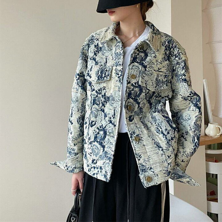 楽天市場】レディース ジャケット アウター ボタニカルジャケット 花柄 