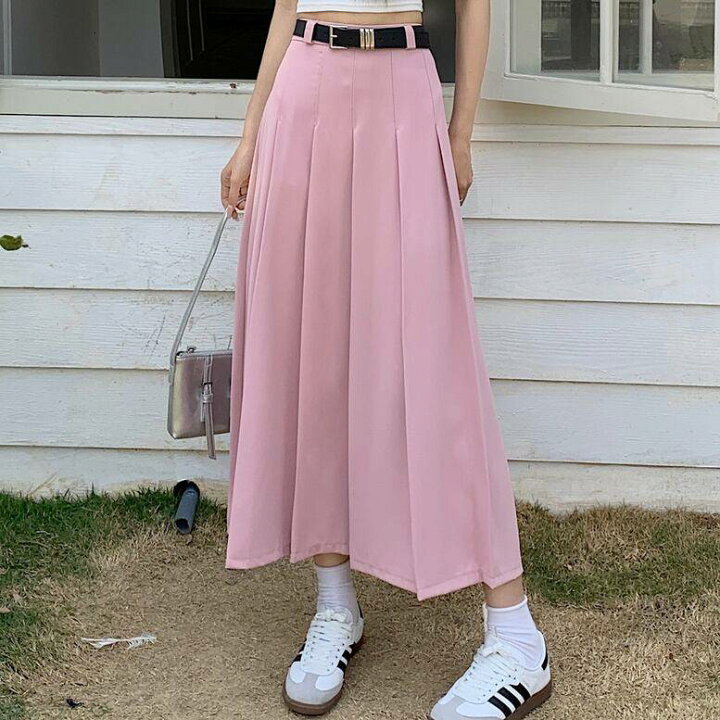 美品】NON TOKYO プリーツロングスカート クリーム/ピンク 9色の  