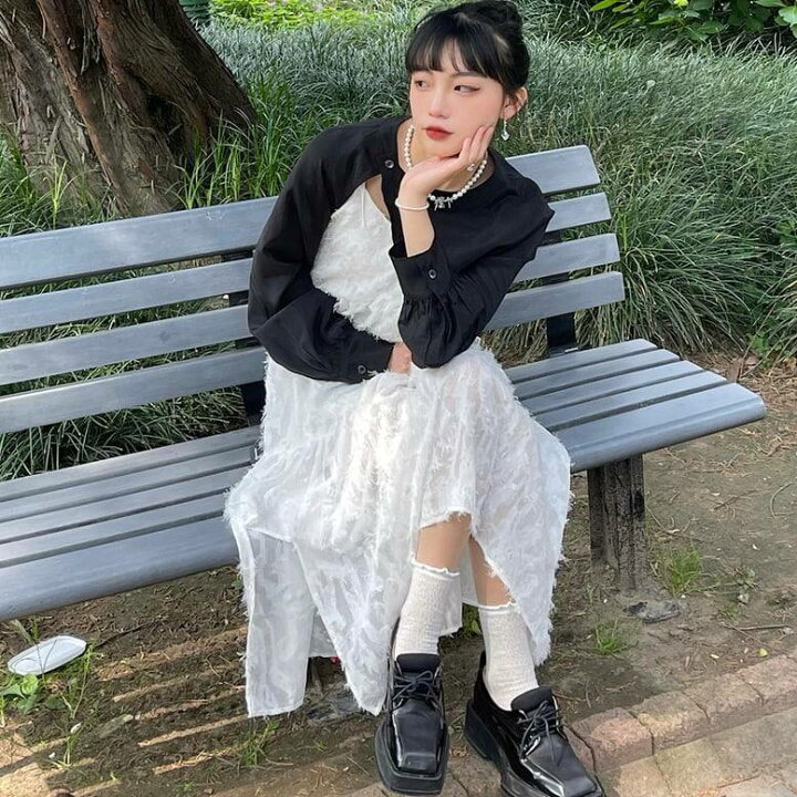 楽天市場】レディース キャミソールワンピース ロング フェザー レース 