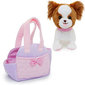 マザーガーデン とことこおさんぽシリーズ わんちゃん & キャリーバッグ 《ピンク》 2点セット 犬のぬいぐるみ おもちゃ 犬 ぬいぐるみ 動く 鳴く 4歳 3歳 女の子 男の子 誕生日 クリスマス