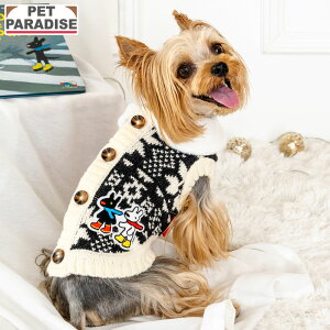 リサとガスパール 犬 服 冬 背中開きニット 小型犬 | 背中開き 着せやすい ブランド カジュアル おしゃれ かわいい かっこいい ブラック
