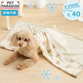 ペットパラダイス公式 犬 ブランケット 夏用 くまちゃん アイス柄 クール | ブラウン チェック ソフトクリーム 接触冷感 ペット クールケット マット 猫 毛布 ひざ掛け ひんやり 冷却 冷感 涼感 車