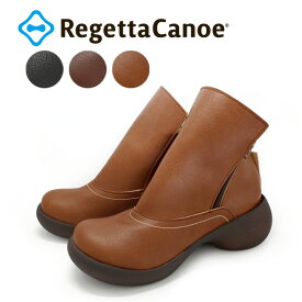 RegettaCanoe -リゲッタカヌー-CJES-6138 エッグヒール　ショートブーツ　ルーズ　ジップアップ　　レディース　厚底　歩きやすい　履きやすい