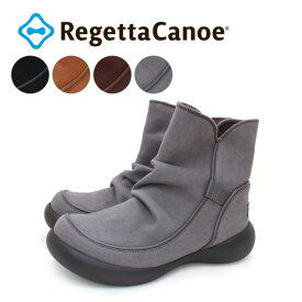 RegettaCanoe -リゲッタカヌー-CJFS-002c　フィールドシューズタイプ　スウェード調パイピングデザイン　ショートブーツ　起毛素材　レディース　ローヒール　歩きやすい　履きやすい