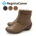 PT10倍開催！13日0時から15日23時59分まで！RegettaCanoe -リゲッタカヌー-CJWS-6717 ウェッジシューズタイプ 細身 ショートブーツ サイドジップ シンプル 大人カジュアル シューズ ブーツ レディース ウェッジ 歩きやすい 履きやすい