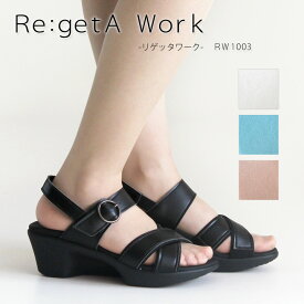 Re:getA Work　-リゲッタワーク-RW-1003 アシンメトリーヒールサンダル -バックベルト付き-/オフィスサンダル/ナースサンダル