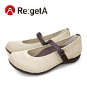 PT10倍キャンペーン開催！20日23時59分まで Re:getA -リゲッタ- R-2363 ニットパンプス ローヒール ストラップ シューズ ぺたんこ 履きやすい 歩きやすい 新生活 母の日 バレエシューズ