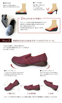 Re:getA-リゲッタ-R-310,R-311,R-3123種類のスリッポンシューズ(3cmヒール)