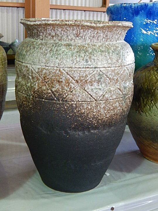 信楽焼 花瓶 花入れ オリベ口広 高さ49cm
