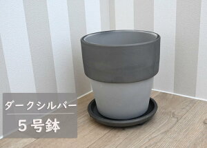 植木鉢 ダークシルバー 5号 シックな色合い 灰色 おしゃれ ガーデニング モダン