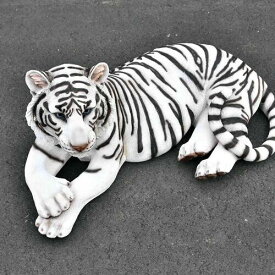 ホワイトタイガー　虎　トラトラの置物　置物　リアルな置物大きいトラ　ホワイト　レオルお庭や玄関先、思い切ってお部屋に置くとインパクト大！プレゼントにもどうぞ。
