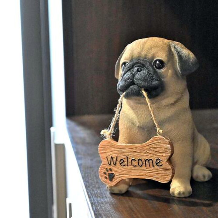 楽天市場】パグ(ウェルカム) 犬 Welcomewelcomボード 置物 犬の置物お 