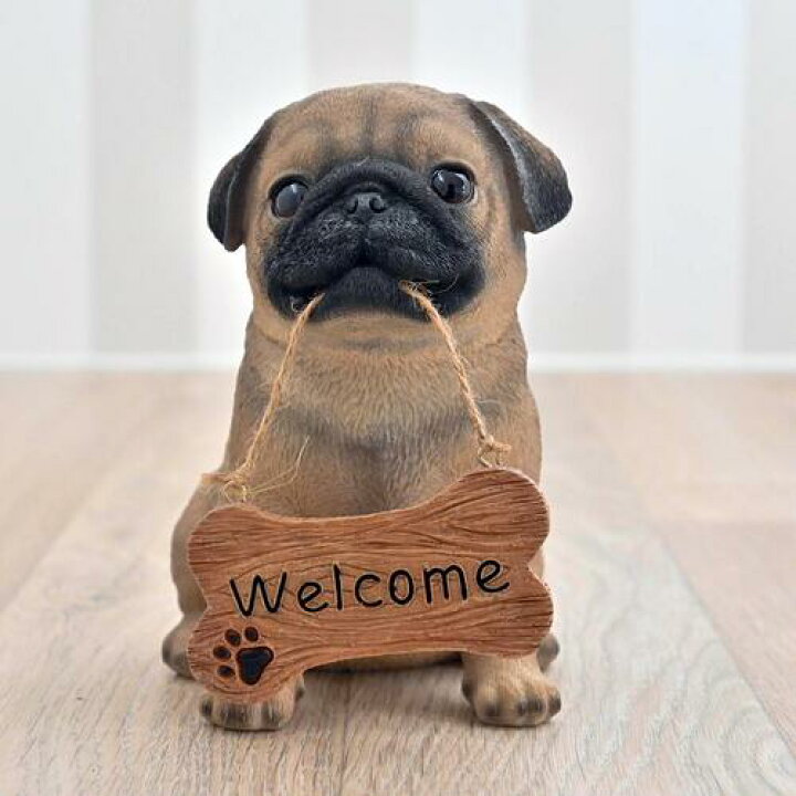 楽天市場】パグ(ウェルカム) 犬 Welcomewelcomボード 置物 犬の置物お 